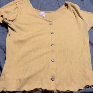 no boundaries mustard yellow ribbed blouse